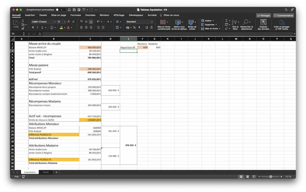 Fichier excel liquidation